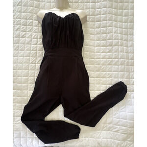 ASOS Womens Jumpsuit 6 Black Strapless Pockets Tapered Leg Preppy Minimalist